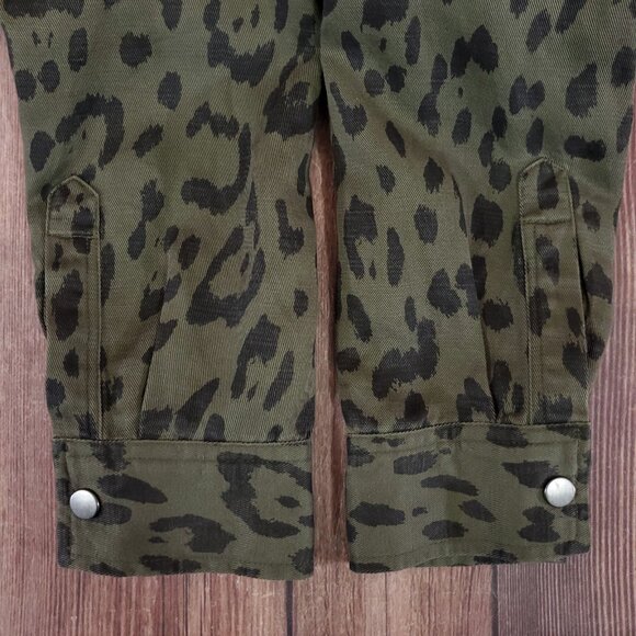 Rails Womens XS Collins Green Leopard Utility Military Jacket Linen Blend Safari - Picture 8 of 16